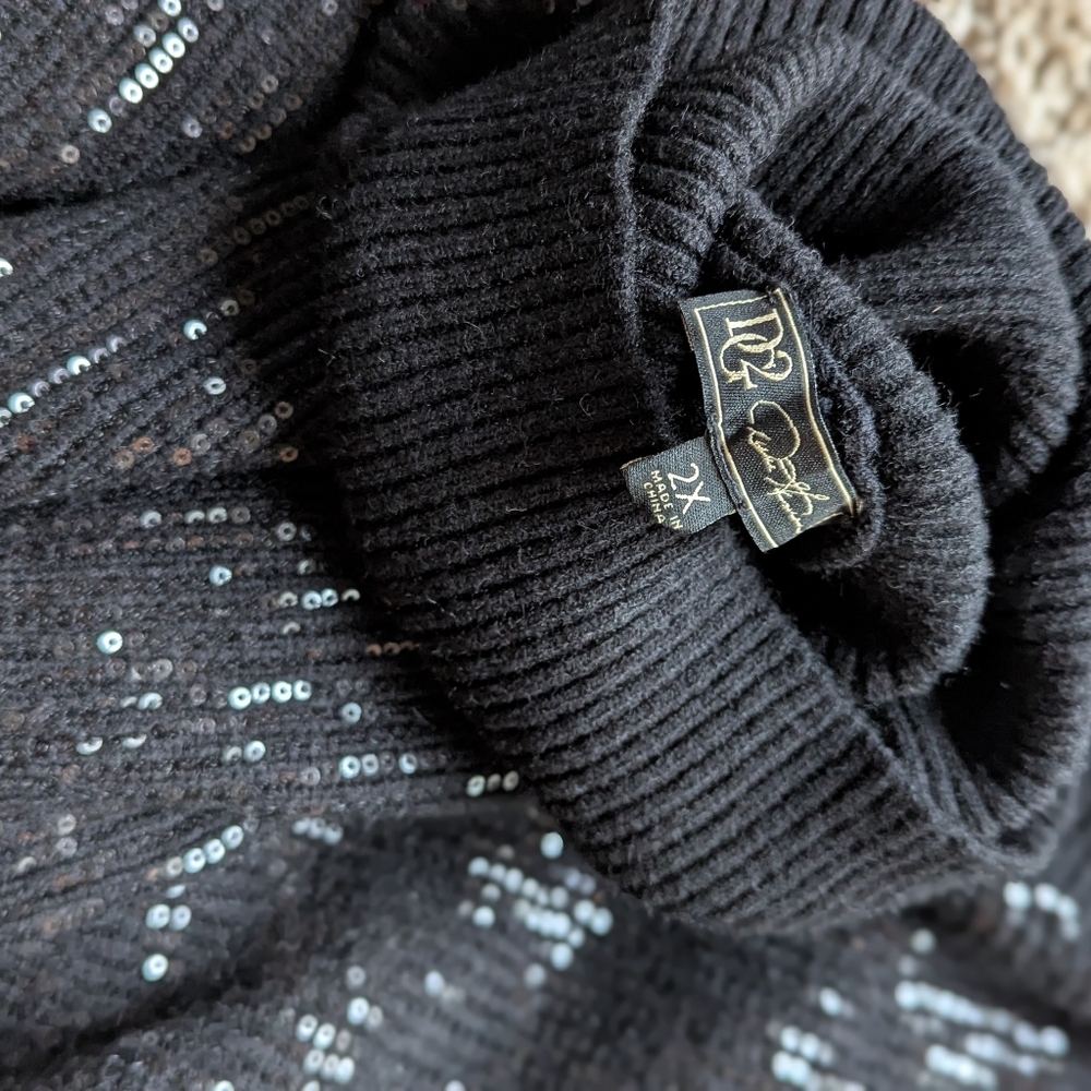 Black Sequin Turtleneck Sweater